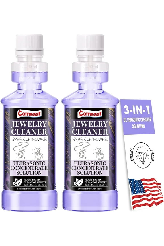 Ultrasonic Cleaner Solution Concentrate, Ultrasonic Jewelry Cleaner Solution, Professional Power for All Ultrasonic Machines, Gem & Jewelry Cleaner Liquid Total 16.9 fl oz (2 PK)
