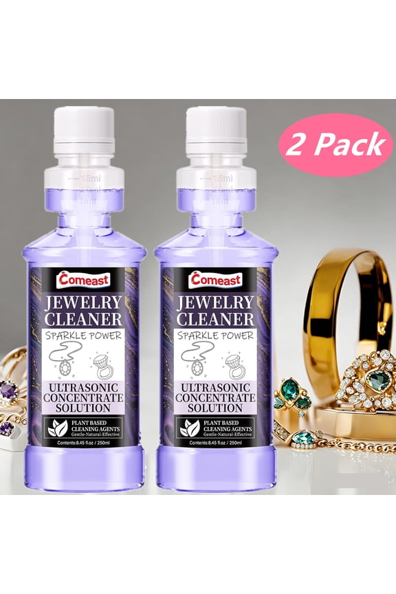 Ultrasonic Cleaner Solution Concentrate, Ultrasonic Jewelry Cleaner Solution, Professional Power for All Ultrasonic Machines, Gem & Jewelry Cleaner Liquid Total 16.9 fl oz (2 PK)
