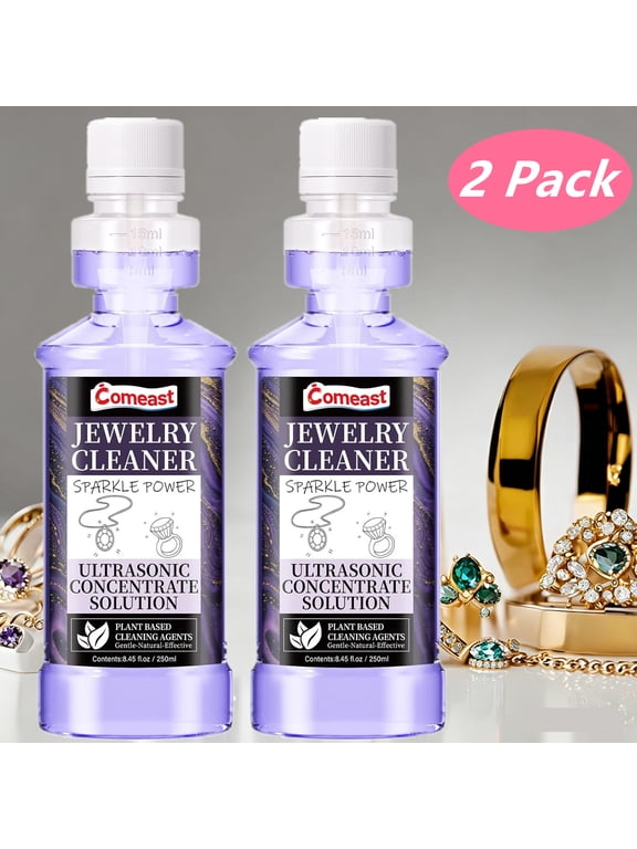 Ultrasonic Cleaner Solution Concentrate, Ultrasonic Jewelry Cleaner Solution, Professional Power for All Ultrasonic Machines, Gem & Jewelry Cleaner Liquid Total 16.9 fl oz (2 PK)