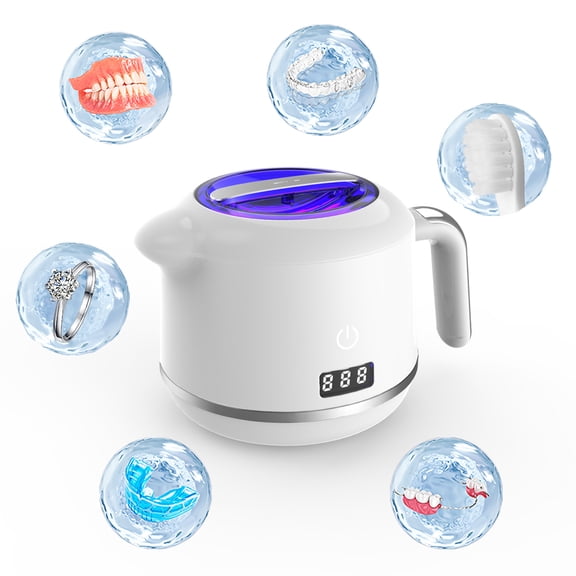 Ultrasonic Cleaner for Dentures, Aligners, Retainers, Watch Braces Portable Dental and Jewelry Cleaner with Ultrasonic