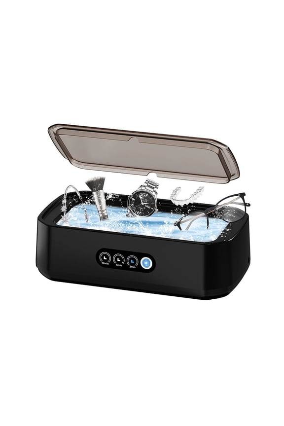 Ultrasonic Cleaning Machine Glasses Cleaning Machine 650ML Large Capacity Jewelry Cleaner Black ,High Powerful