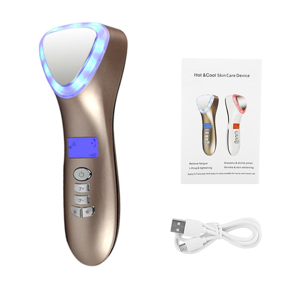 Ultrasonic Cold Skincare Instrument for Nutrients Absorption Tissue Cleansing Pon LED Light Face Lifting Massage Machine