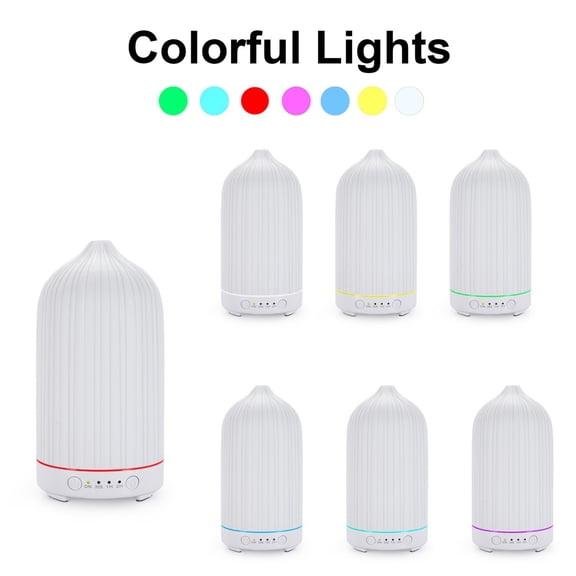 Ultrasonic Cool-Mist Humidifier, Ceramic Diffuser, Humidifier With Essential Oil Diffuser, Color Changing Night Light, 6X3 In, White Finish, 1 Pc, Home Aromatherapy, Spa