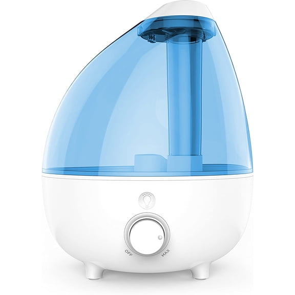 Ultrasonic Cool Mist Humidifier XL Size 1 Gallon Tank Variable Mist Control Automatic Shut-Off Whisper Quiet Night Light