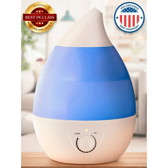 Ultrasonic Cool Mist Humidifier for Bedroom, Quiet Operation Device W/ 3 Colorful LED Lights by Mata1