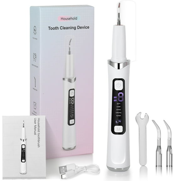 Ultrasonic Dental Plaque Tartar Remover, 5 Modes Teeth Cleaning Kit, Tooth Scraper Tool for Dogs & Humans, Enamel-Safe