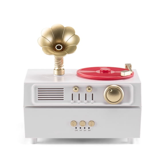 Ultrasonic Essential Oil Diffuser, 160ml Retro Phonograph Bluetooth Aroma Diffuser with Speaker, Colorful Lights, Rotating Record, Remote Control, Quiet Cool Mist Humidifier for Home Bedroom Office