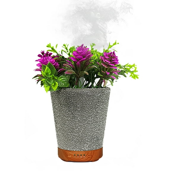 Ultrasonic Essential Oil Diffuser Simulation Plant, Aromatherapy Diffuser Cool Mist Humidifier with Auto Off Function, Decorative Flower Pot Aromatherapy Diffuser 120ml