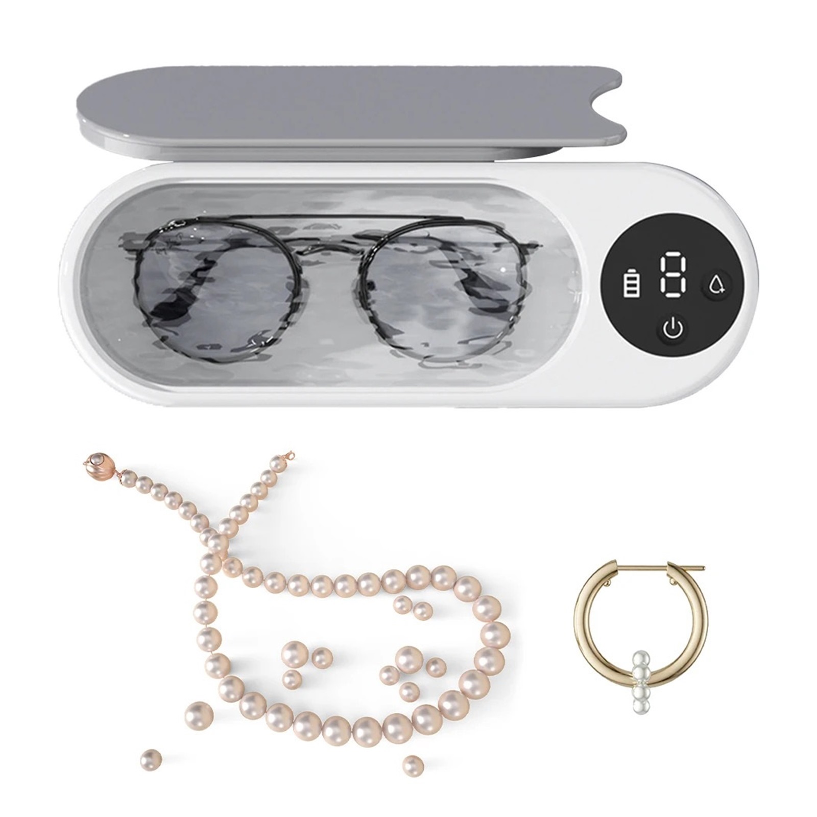 Ultrasonic Eyeglass Washing Tool Portable Glasses Cleaner Retainer Cleaner Machine Multifunctional