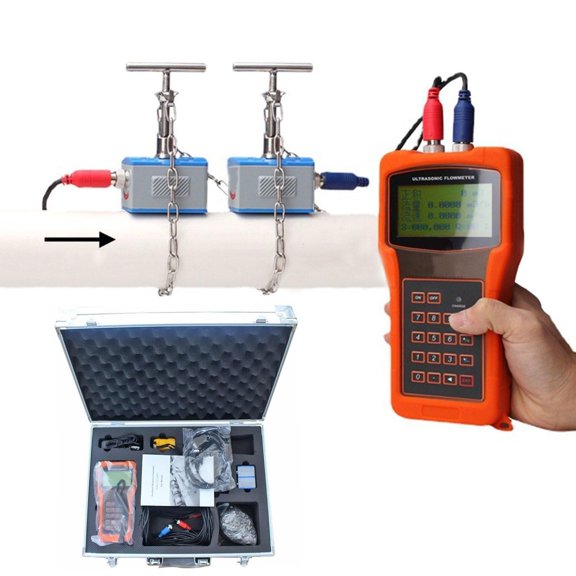 Ultrasonic Flow Meter With Transducer For DN50-700mm Pipes - Handheld Device For Accurate Flow Measurement In Various Applications