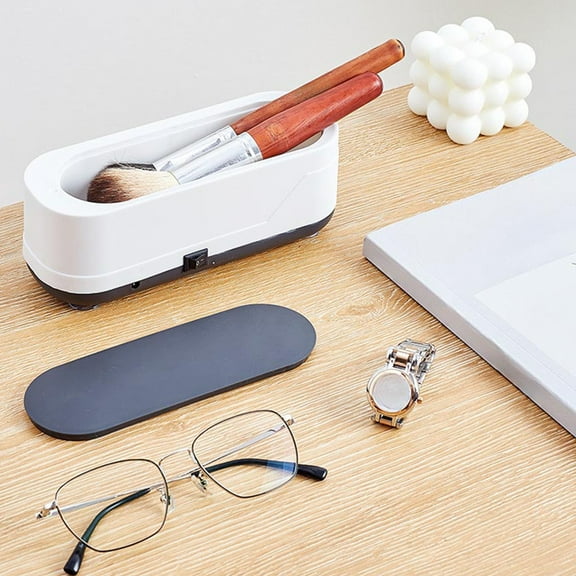 Ultrasonic Glasses Cleaner – High-Frequency Vibration, Multi-Purpose , Braces, Lens Cleaning Device, USB Powered, Low Noise, 7.87x3.15in White