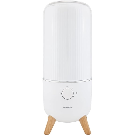 Ultrasonic Humidifier, Bedrooms and Home Offices, 0.97-Gallon Tank, 45-Hour Runtime, Visible Ultra-Quiet Cool Mist, Aromatherapy, Demineralization Cartridge, Night-Light, Auto-Off, White