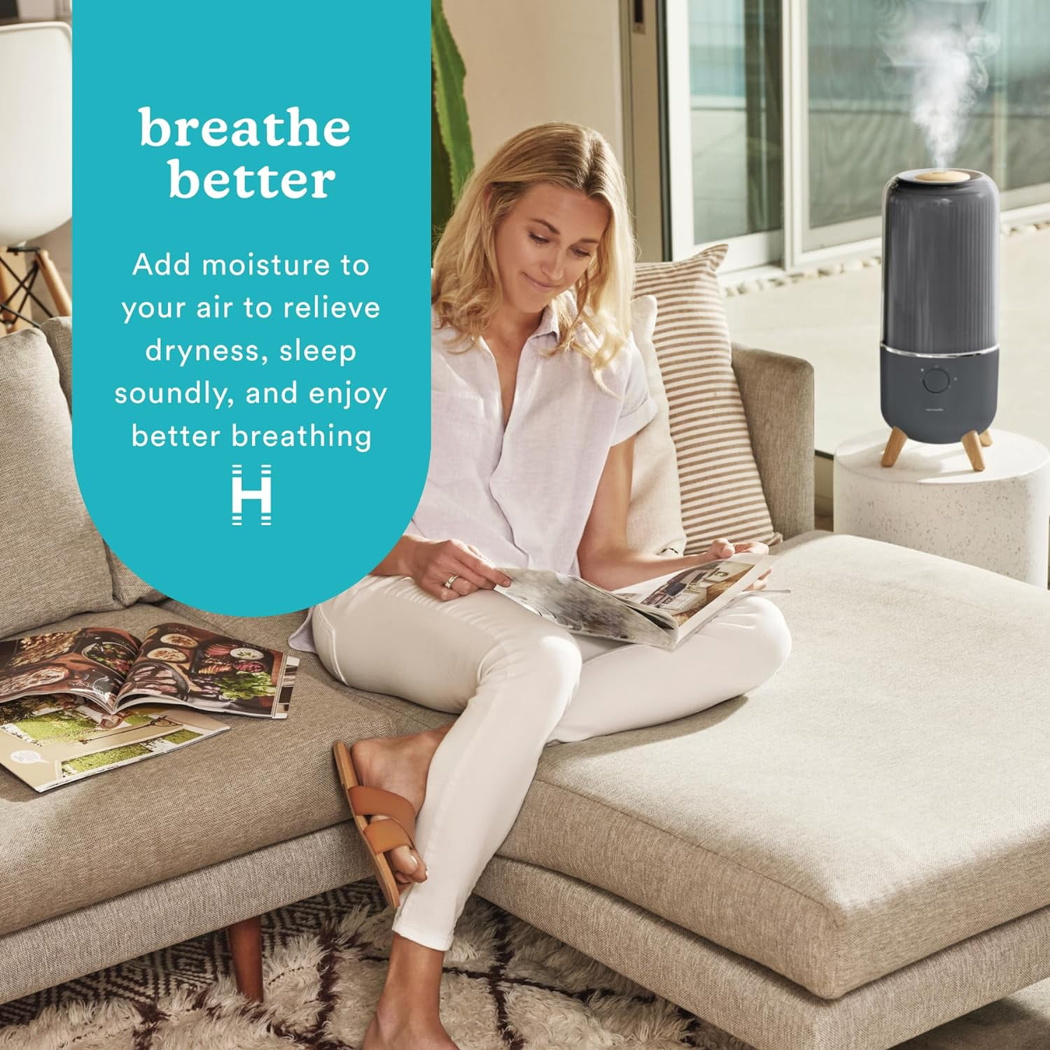 Ultrasonic Humidifier with 45-Hour Runtime and Visible Cool Mist for Bedrooms