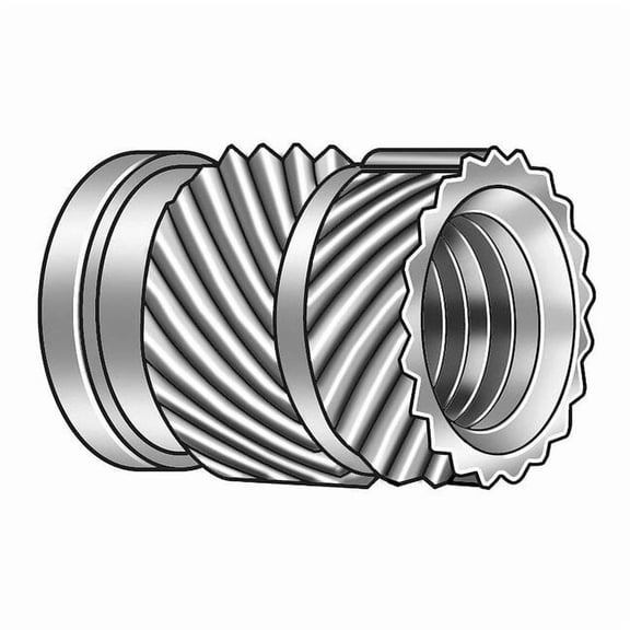 Ultrasonic Insert, #10-32, 3/8 in L, 0.252 in Insert Dia., 0.252 in Tapered End Dia., Brass, 50 PK