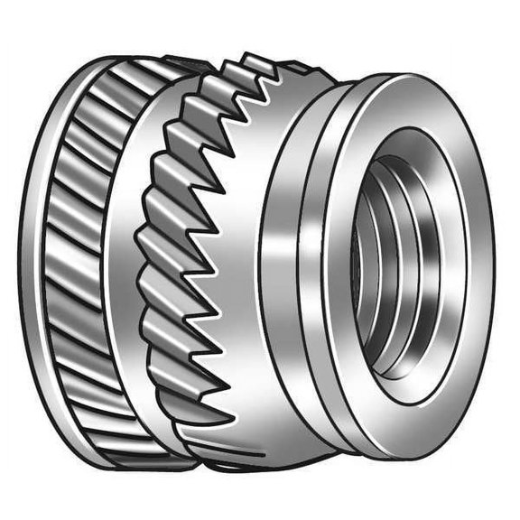 Ultrasonic Insert, #10-32, 7/32 in L, 0.277 in Insert Dia., 0.267 in Tapered End Dia., Brass