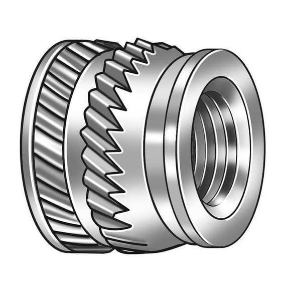 Ultrasonic Insert, M2.5-0.45, 9/64 in L, 0.159 in Insert Dia., 0.153 in Tapered End Dia., Brass