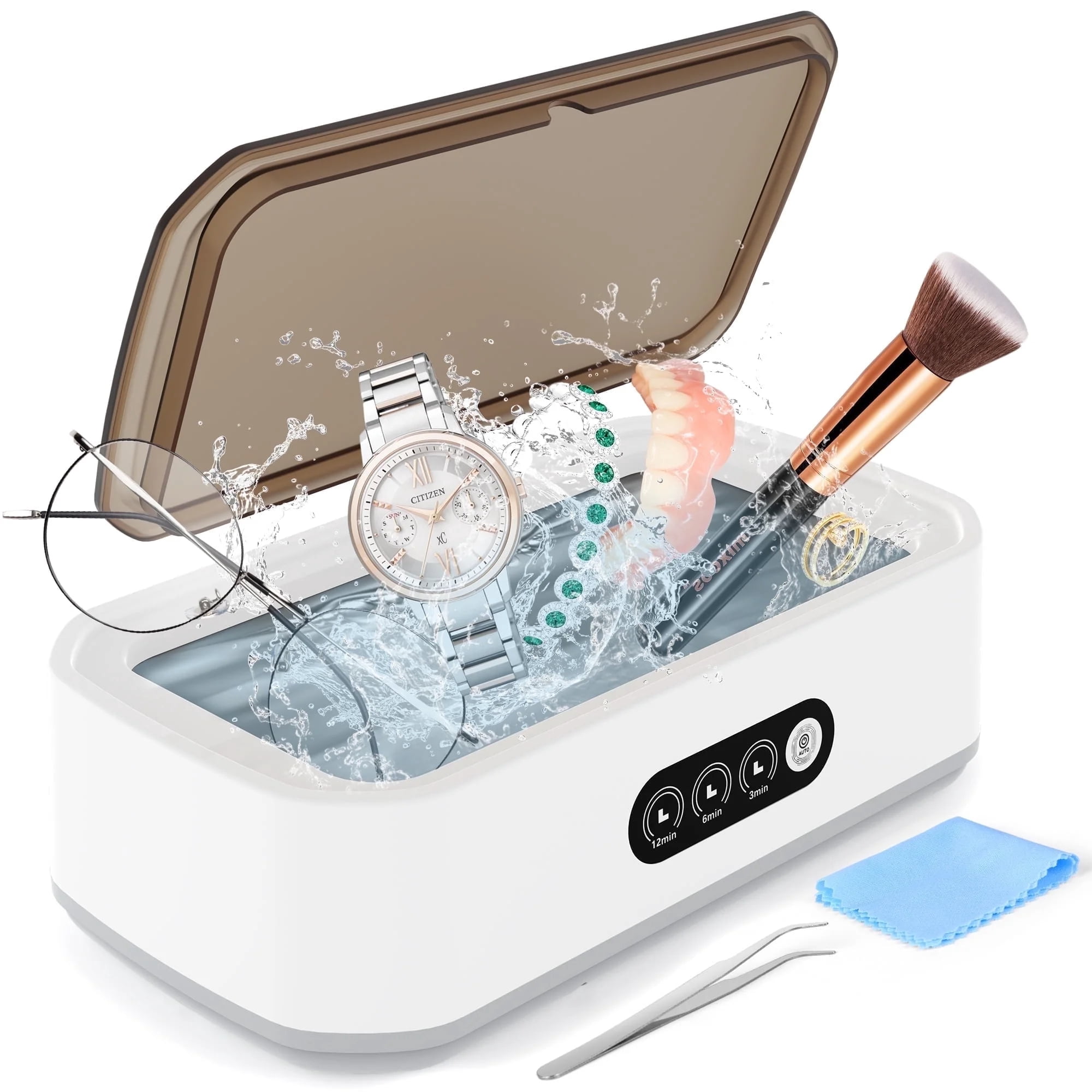 Ultrasonic Jewelry Cleaner,22oz (650ml) 48KHz Portable Professional Ultrasonic Cleaning Machine for Jewelry,Glasses,Watches,Ring,Dentures