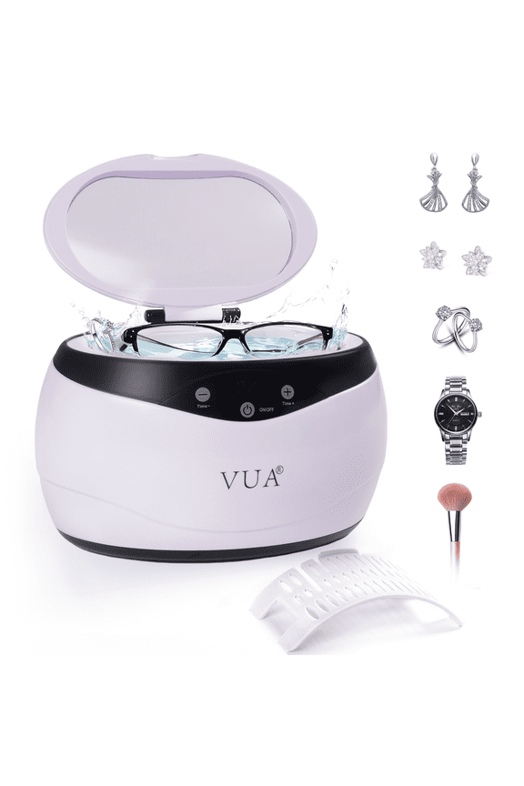 Ultrasonic Jewelry Cleaner – 22oz/650ml Professional Machine with 42kHz Technology, 5 Timers, Stainless Steel Tank for Glasses, Rings, Retainers & More