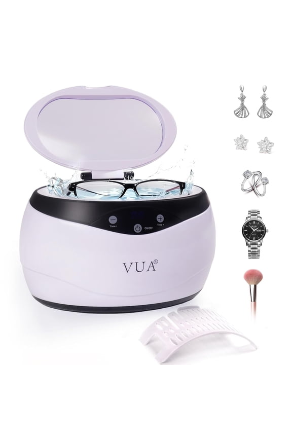 Ultrasonic Jewelry Cleaner 22oz/650ml, 42kHz Ultrasonic Cleaner Machine for Jewelry, Glasses, Watches, Dentures and Retainers, 304 Stainless Steel Tank, 5 Timer Modes