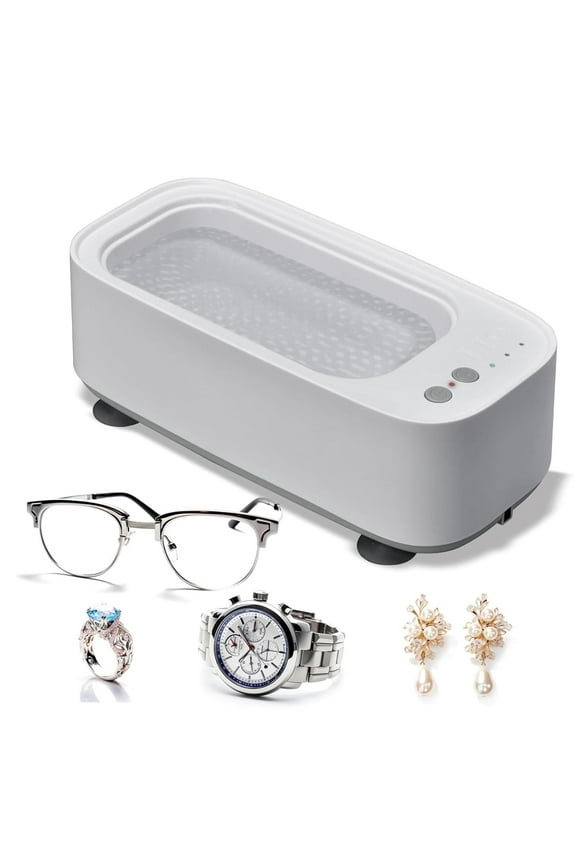 Ultrasonic Jewelry Cleaner,3 Modes Portable Cleaner,48KHz 20oz(600ml) for Eye Glasses, Ring, Earring, Necklaces, Watch Strap, Makeup Brush,Professional Sonic Cleaner with One-Touch Operation(Grey)