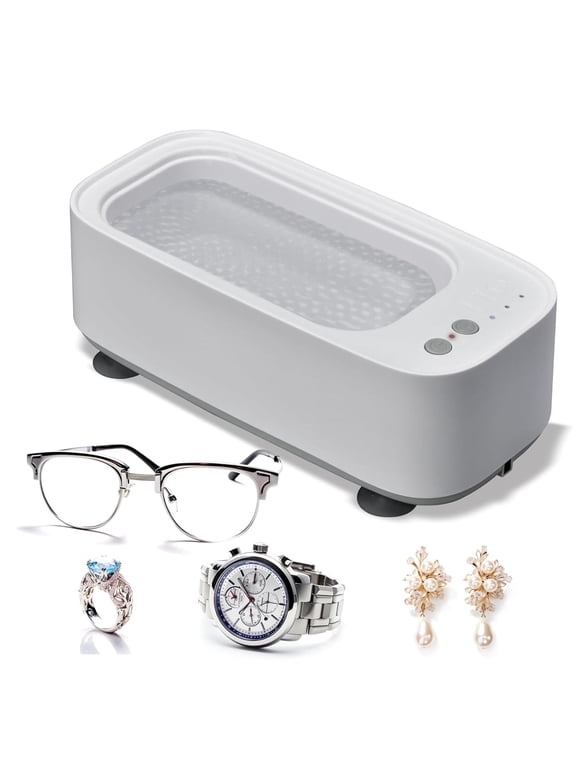 Ultrasonic Jewelry Cleaner,3 Modes Portable Cleaner,48KHz 20oz(600ml) for Eye Glasses, Ring, Earring, Necklaces, Watch Strap, Makeup Brush,Professional Sonic Cleaner with One-Touch Operation(Grey)