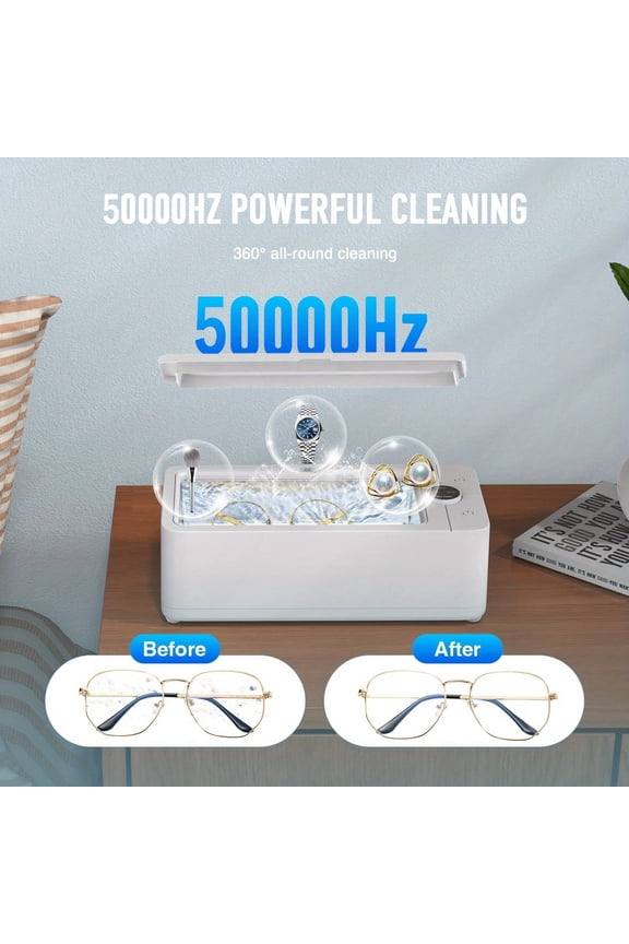 Ultrasonic Jewelry Cleaner,3 Time Modes 50KHz 21OZ Ultrasonic Cleaner Machine for Rings,Glasses,Watch,Makeup Brush