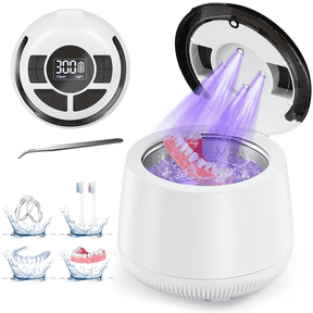 VIISHARE Ultrasonic Retainer Cleaner Machine, 48kHz Portable Denture Cleaner with UVC Light for Dentures, Aligners, Braces, Toothbrush Heads, Jewelry