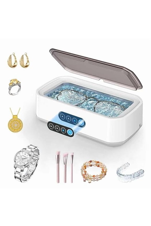 Ultrasonic Jewelry Cleaner, 48KHz Ultrasonic Cleaner Machine for Jewelry, Eyeglasses, Rings, Watch Strap, Dentures- Dual Cleaning Modes, 304 Stainless Steel Tank