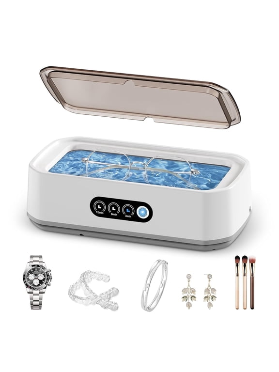 Ultrasonic Jewelry Cleaner,49KHz Ultrasonic Jewelry,Glasses,Rings,Watch Bands Cleaner,3 Modes with Digital Timer,22oz(650ML),304 Stainless Steel Water Tank