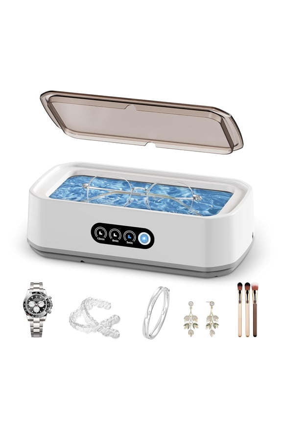 Ultrasonic Jewelry Cleaner,49KHz Ultrasonic Jewelry,Glasses,Rings,Watch Bands Cleaner,3 Modes with Digital Timer,22oz(650ML),304 Stainless Steel Water Tank