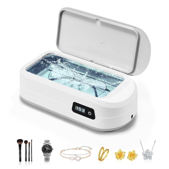 Ultrasonic Jewelry Cleaner, 49khz Jewelry Cleaner Ultrasonic Machine 4 Modes with Digital Timer for Ring Watch Band Retainer Dentures Eyeglasses Cleaning