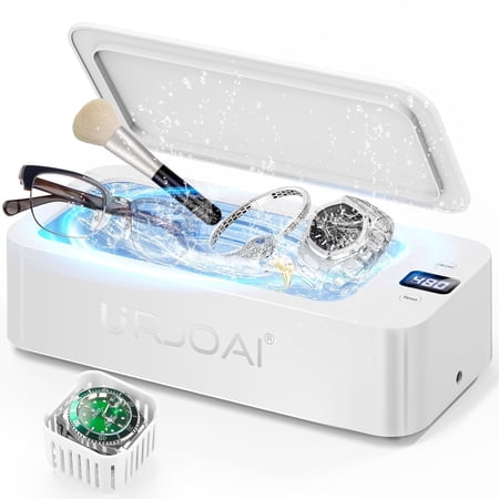 Ultrasonic Jewelry Cleaner - 50KHz Jewelry Cleaner Ultrasonic Machine with 5 Timer Modes, Portable Ultrasonic Cleaner Machine for Jewelry, Eyeglasses, Rings, Watches, Dentures, Retainer, Razors