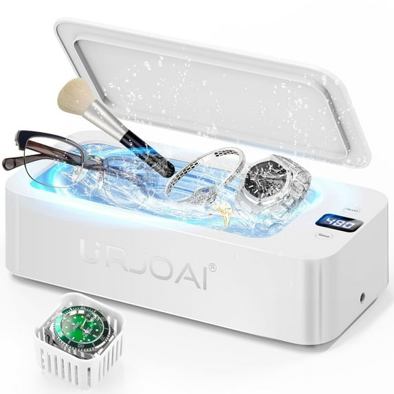 Ultrasonic Jewelry Cleaner - 50KHz Jewelry Cleaner Ultrasonic Machine with 5 Timer Modes, Portable Ultrasonic Cleaner Machine for Jewelry, Eyeglasses, Rings, Watches, Dentures, Retainer, Razors