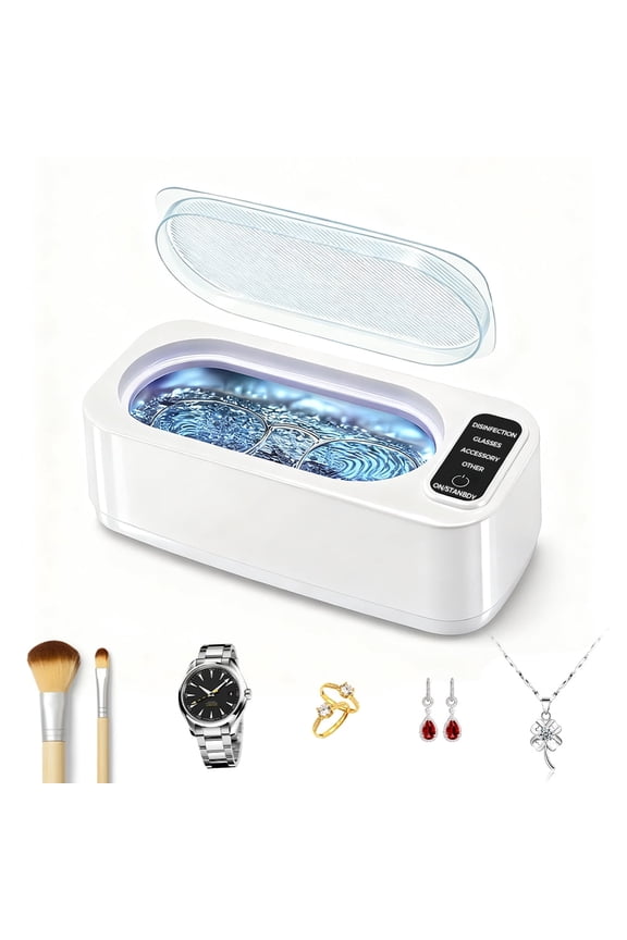Ultrasonic Jewelry Cleaner 50KHz, Sonic Ring Cleaning Machine with 4 Cleaning Modes , 304 Stainless Steel 12oz Tank for Rings, Eyeglasses, Watches, Dentures  Gift for Wife Mom Daughter