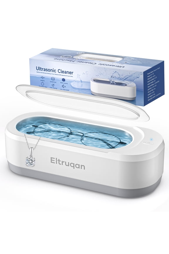 Ultrasonic Jewelry Cleaner, Professional Ultrasonic Cleaner Machine 12oz 46KHz, for Rings, Glasses, Jewelry, White
