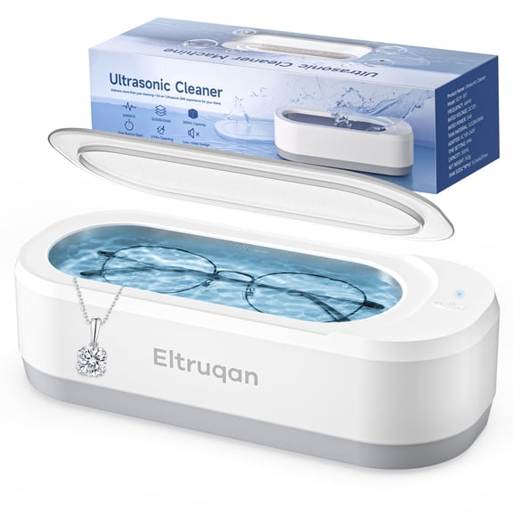 Eltruqan Ultrasonic Jewelry Cleaner, Professional Ultrasonic Cleaner Machine 12oz 46KHz, for Rings, Glasses, Jewelry, White
