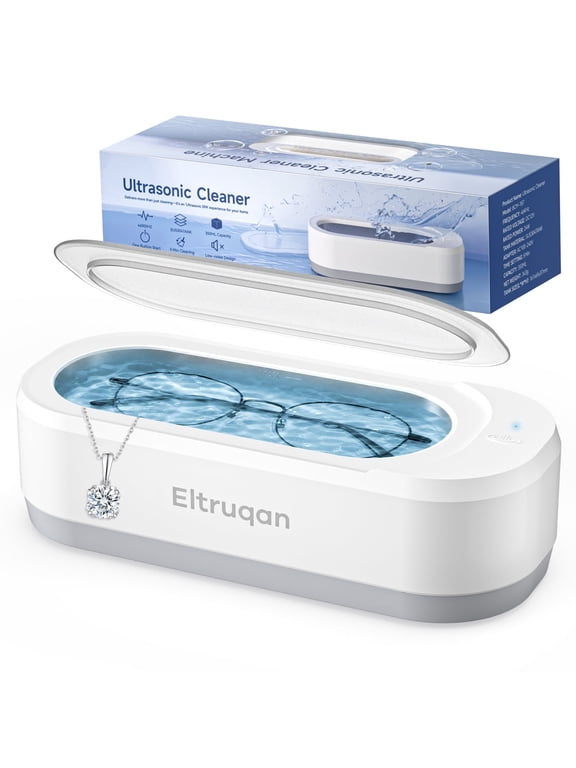 Ultrasonic Jewelry Cleaner, 400ml 46KHz Ultrasonic Cleaner Machine, 5/10 Min Dual Modes for Rings, Glasses, Jewelry, White