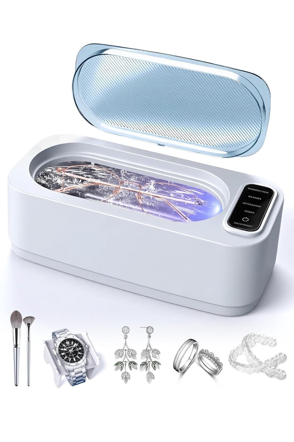 Ultrasonic Jewelry Cleaner Machine, 48KHz Ring Ultrasonic Cleaner, 4 Cleaning Modes - Suitable for Eyeglasses, Jewelry, Rings, Watchbands, Braces, Dentures, 13.5oz 304 Stainless Steel Tank for Gift