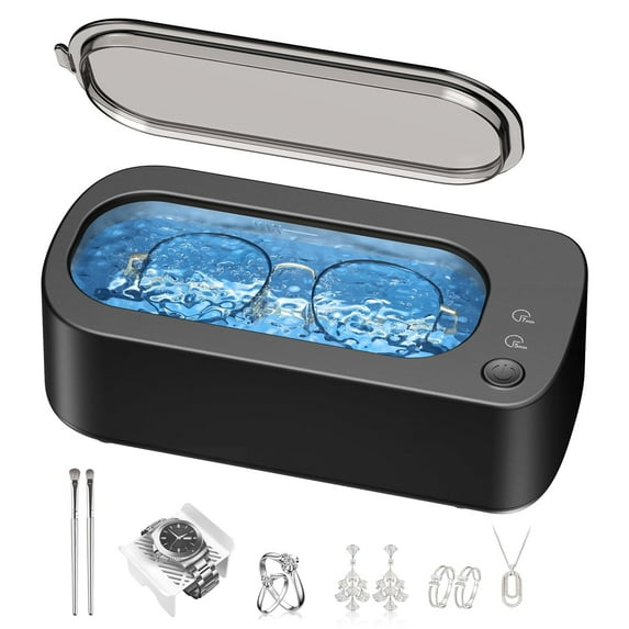 Ultrasonic Jewelry Cleaner Machine: 48KHz Ultra Sonic Cleaner for Jewelry,Eyeglass,Rings,Watch Band,Dentures,with Dual Cleaning Modes,350ML 304 Stainless Steel Tank,Gift for Wife,Mom,Daughter