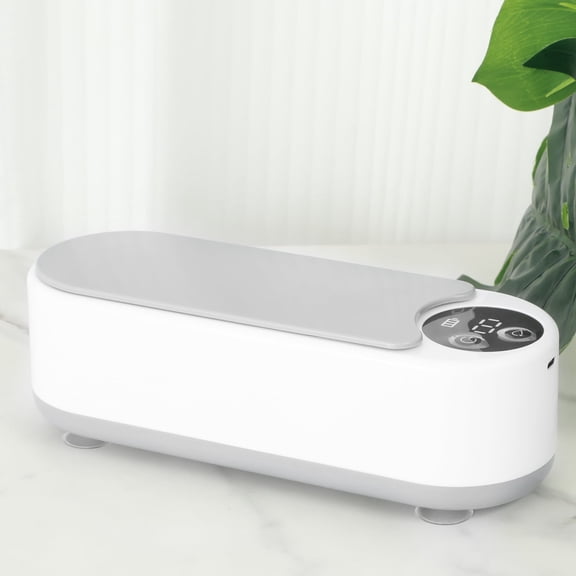 Ultrasonic Jewelry Cleaner Machine Portable 2 Modes Retainer Glasses (white )