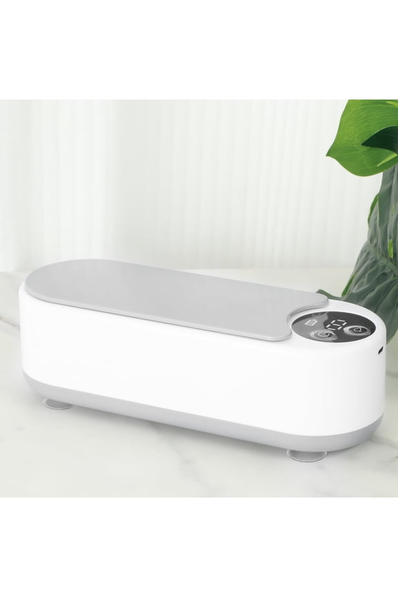 Ultrasonic Jewelry Cleaner Machine Portable 2 Modes Retainer Glasses (white )