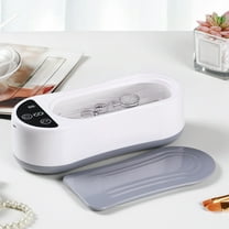 Ultrasonic Jewelry Cleaner Machine, Portable Home Device with 47kHz Frequency, 360° Cleaning for Glasses/Watches/Razors, USB Charging, White Plastic Compact Design