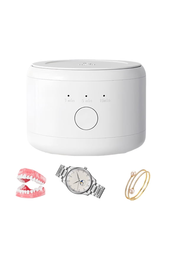 Ultrasonic Jewelry Cleaner Machine USB Rechargeable Denture Braces Cleaning Box for Glasses Watches 180ml