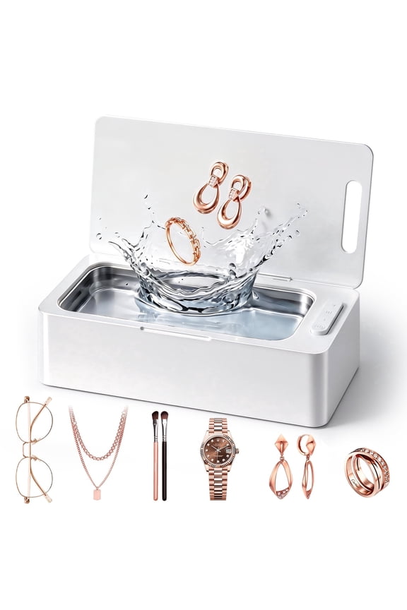 Ultrasonic Jewelry Cleaner Machine for Eyeglass, Sunglasses, Ring, Watch Strap, One-Touch Operation, 3 Timer Modes