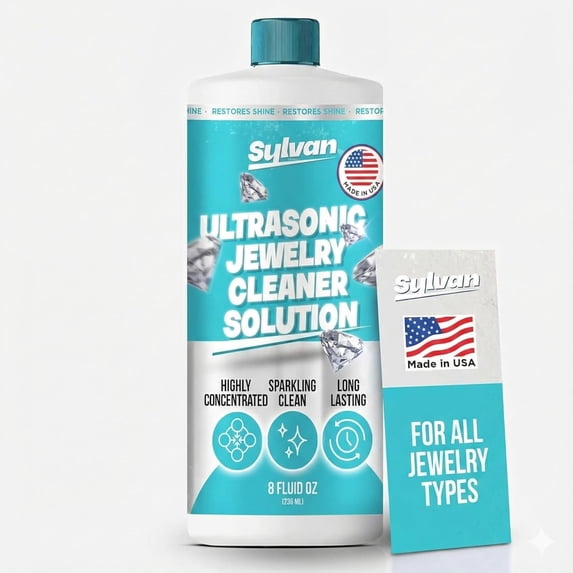 Ultrasonic Jewelry Cleaner Solution Concentrate | 100+ Uses | 8 Oz | Made in The USA | Compatible with All Ultrasonic Cleaners | Cleaner Liquid | Rings, Necklaces & Eye Wear