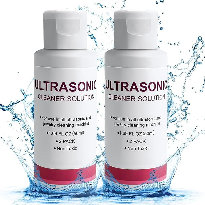 Ultrasonic Jewelry Cleaning Solution (Pack of 2), NonToxic Cleaner for Cleaning Machines, 1