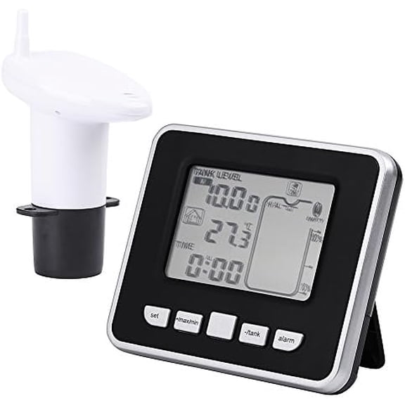 Ultrasonic Level Sensor Water Liquid Level Sensor Transmitter with LCD Temperature Display Supports Liquid Level High/Low Alarm$$Electrical