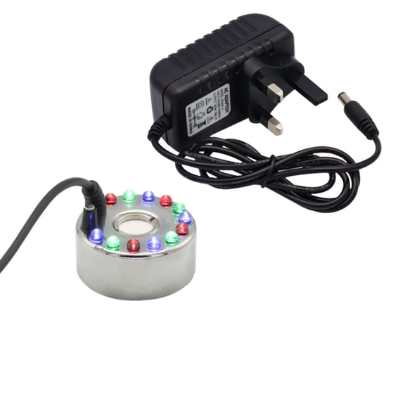 Ultrasonic Mist Maker Fogger, Small LED Water Fountain Humidifier, Indoor Garden, Office, Home Decoration, Compact and Quiet, Air Humidifying and Relaxing Ambient Light
