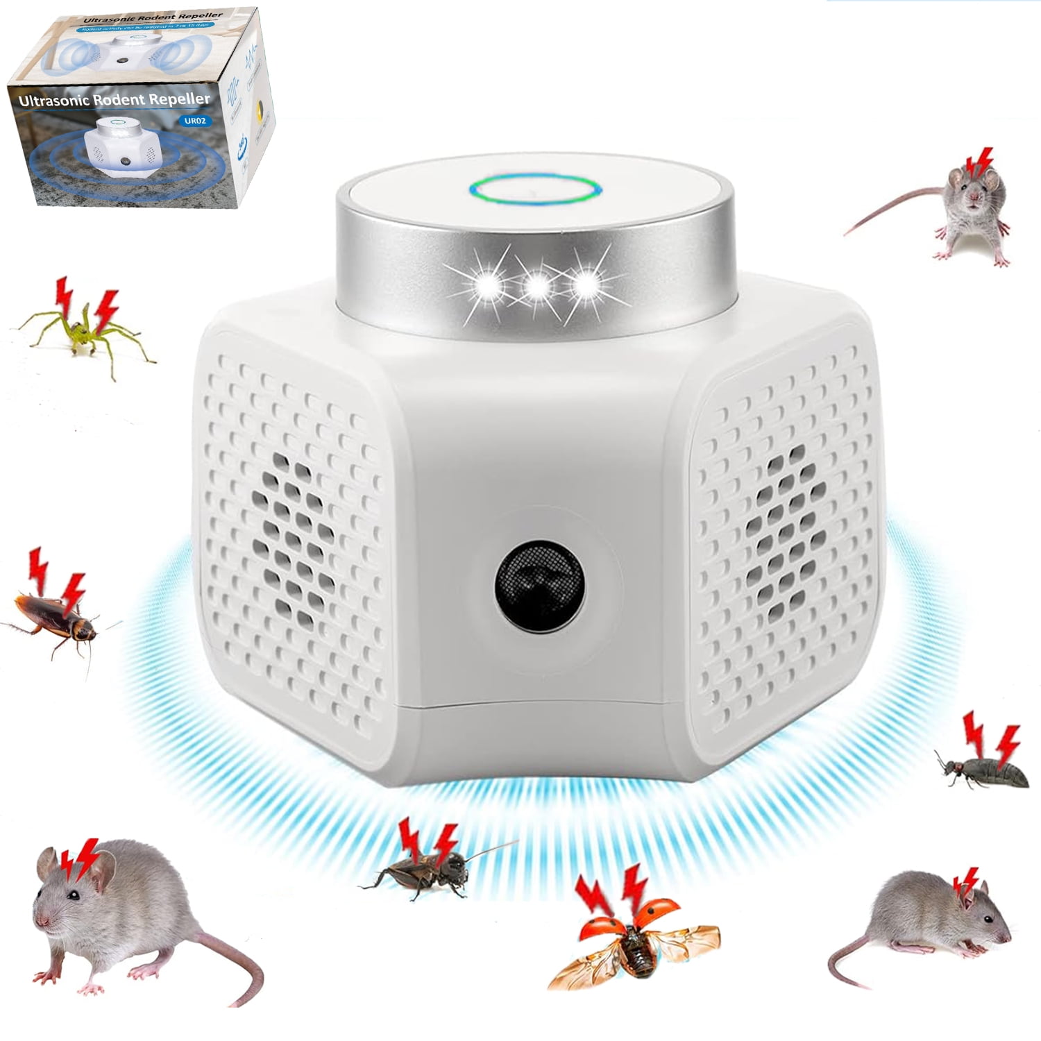 Ultrasonic Mouse Squirrel Repeller Rodent Detector Rat Deter & LED