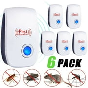 Ultrasonic New Pest Control Electronic Plug in Repellent Indoor for Flea.Insects.Mosquitoes Mice.Spiders.Ants.Rats.Roaches.Bugs.Non-Toxic.Humans & Pets Safe(6 PACK)